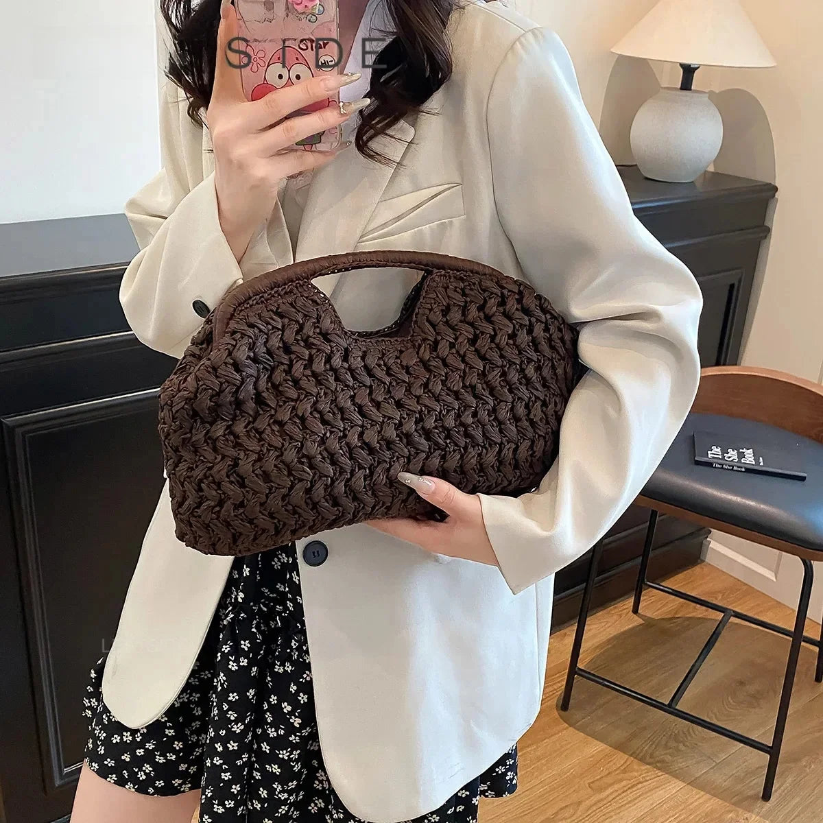 LEFTSIDE Weave Straw Shoulder Bags for Women 2026 Summer Luxury Designer Small Hand Bag Females Beach Bags Handbags and Purses