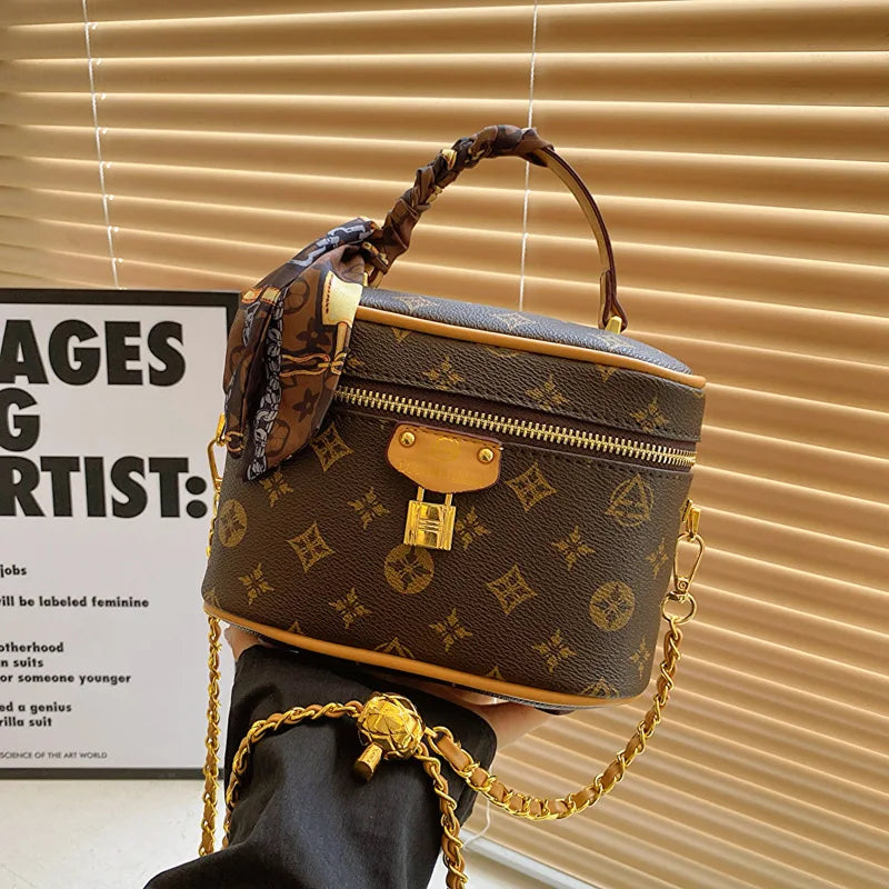 2025 Simple Chain Girls Cosmetic Bag Printing Ladies Fashion Crossbody Small Square Bag Vintage Girls Shoulder Bag Handbags